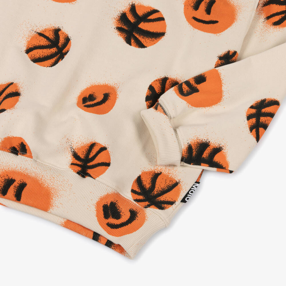 Molo-Beige Organic Cotton Basketball Sweatshirt | Childrensalon