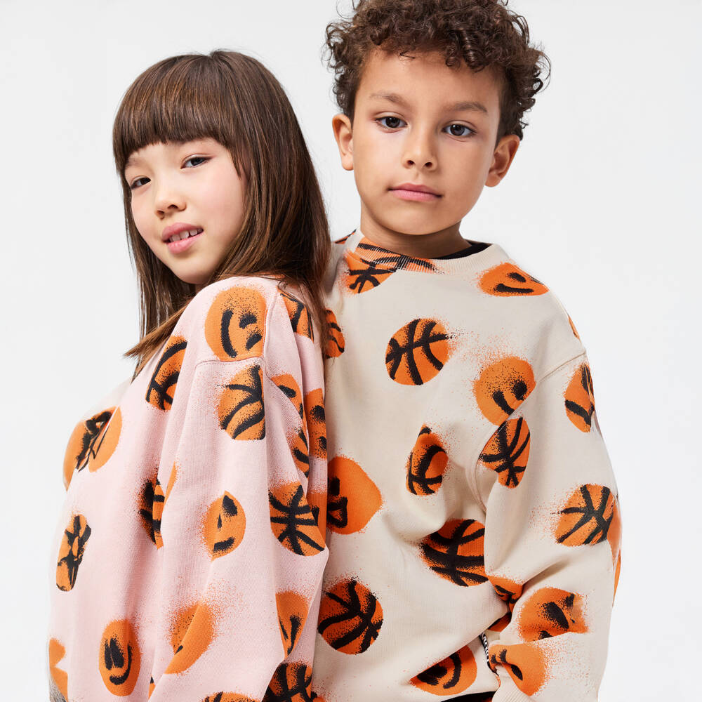 Molo-Beige Organic Cotton Basketball Sweatshirt | Childrensalon