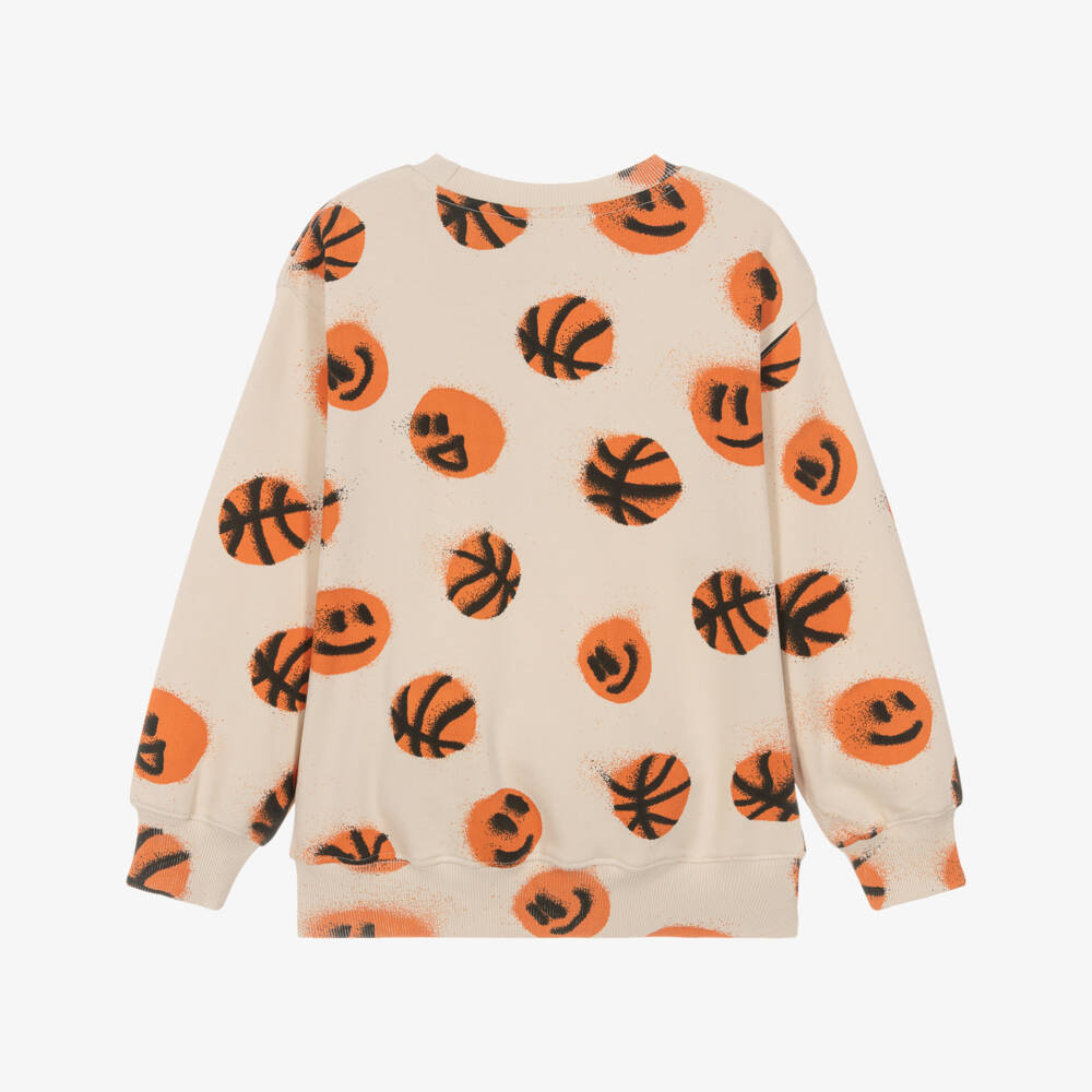 Molo-Beige Organic Cotton Basketball Sweatshirt | Childrensalon