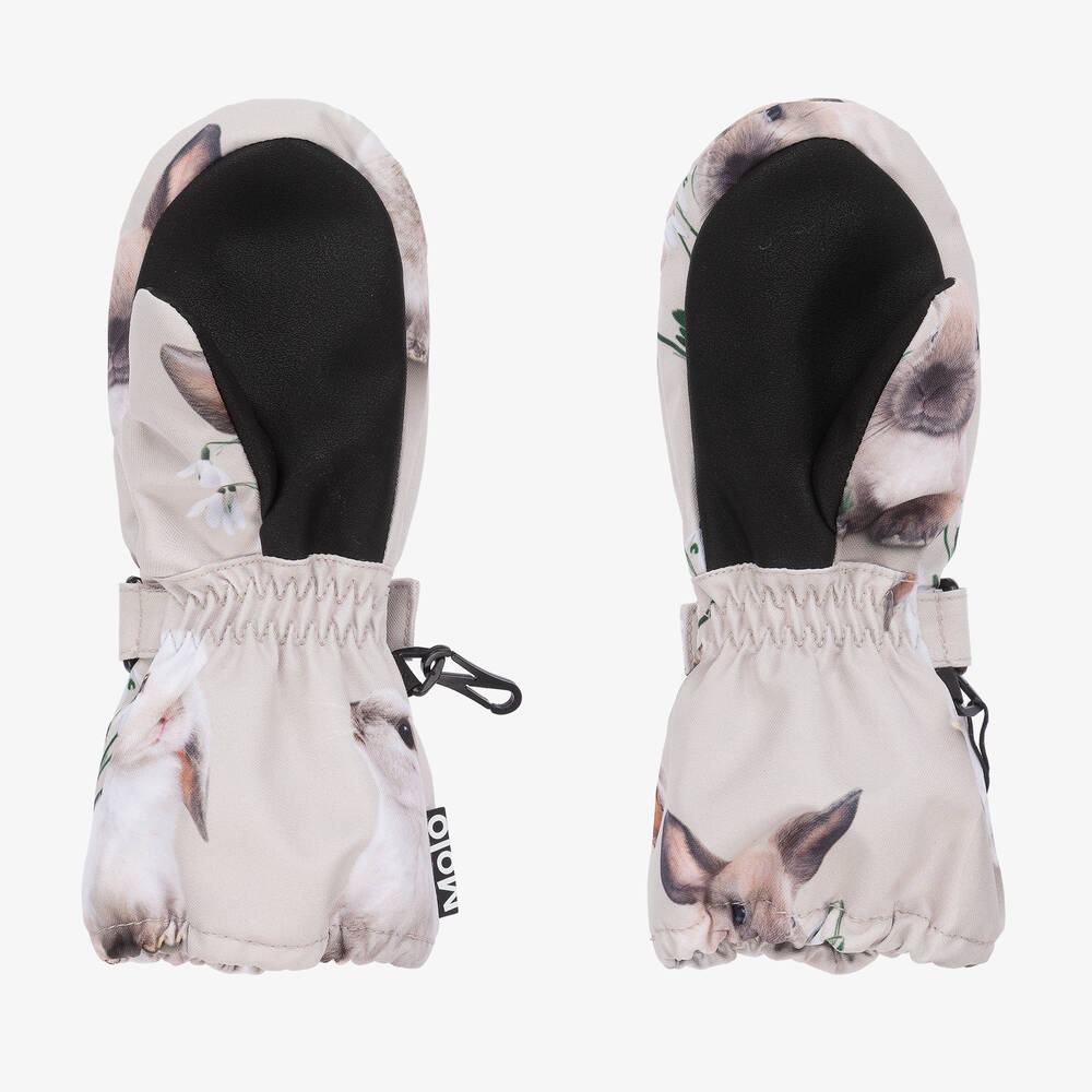 Molo-Beige Rabbit Thermal Mittens | Childrensalon