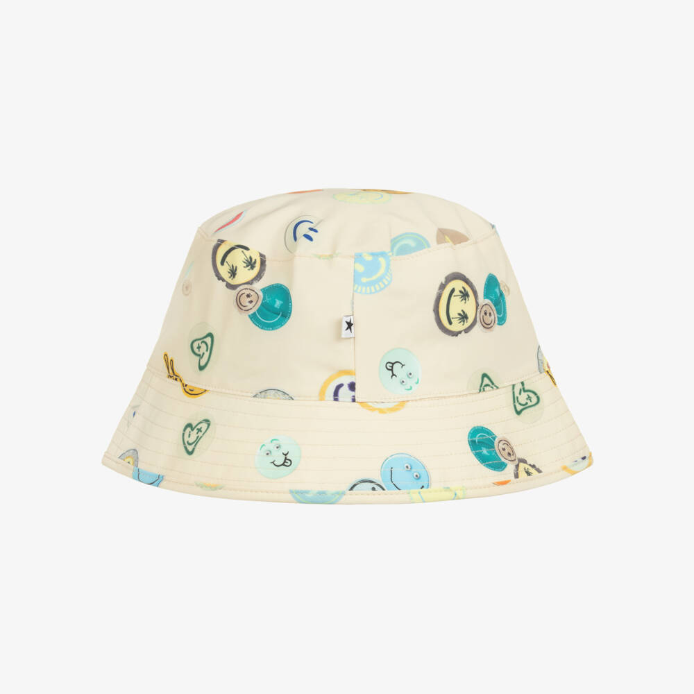 Molo-Beige Smiling Face Graphic Bucket Hat (UPF50+) | Childrensalon