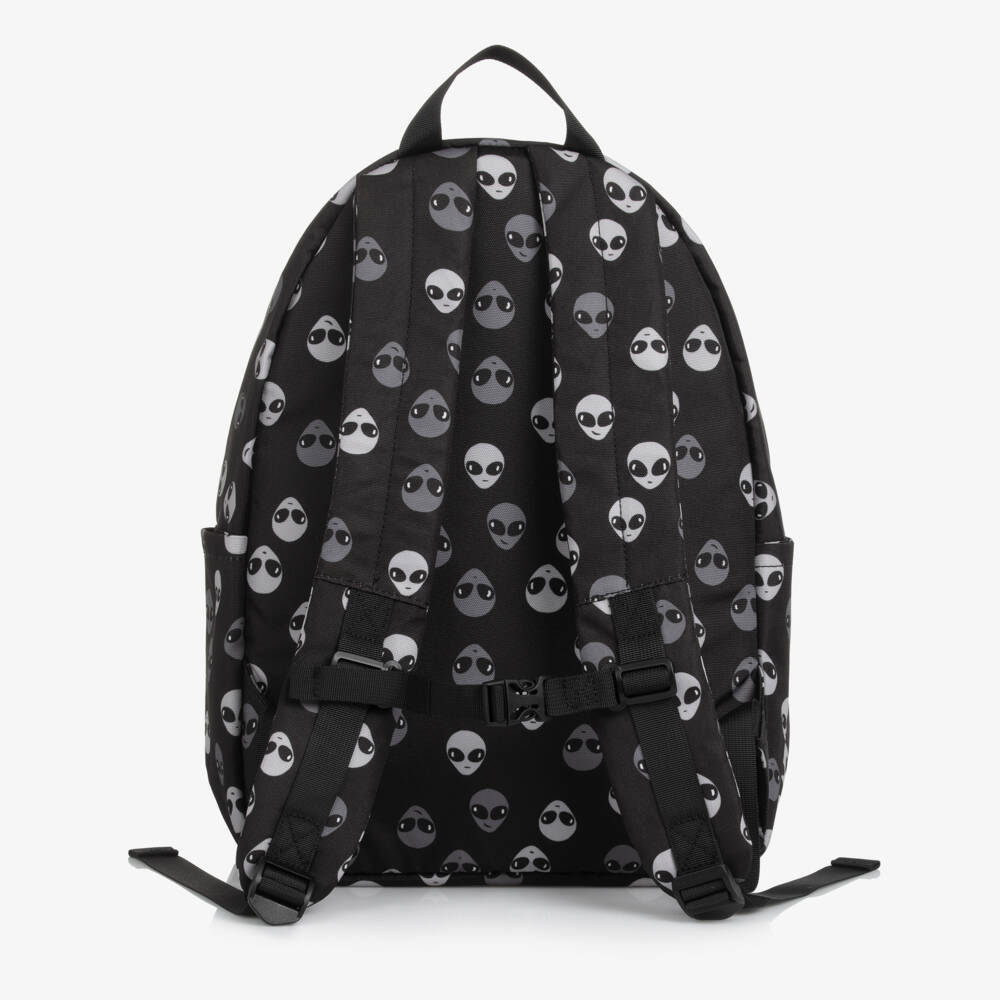 Molo-Black Canvas Alien Faces Backpack (42cm) | Childrensalon