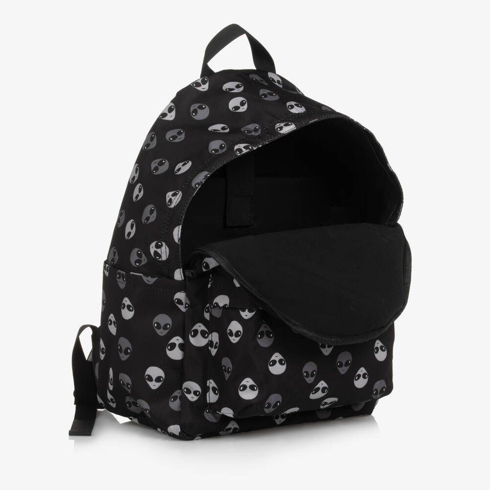 Molo-Black Canvas Alien Faces Backpack (42cm) | Childrensalon