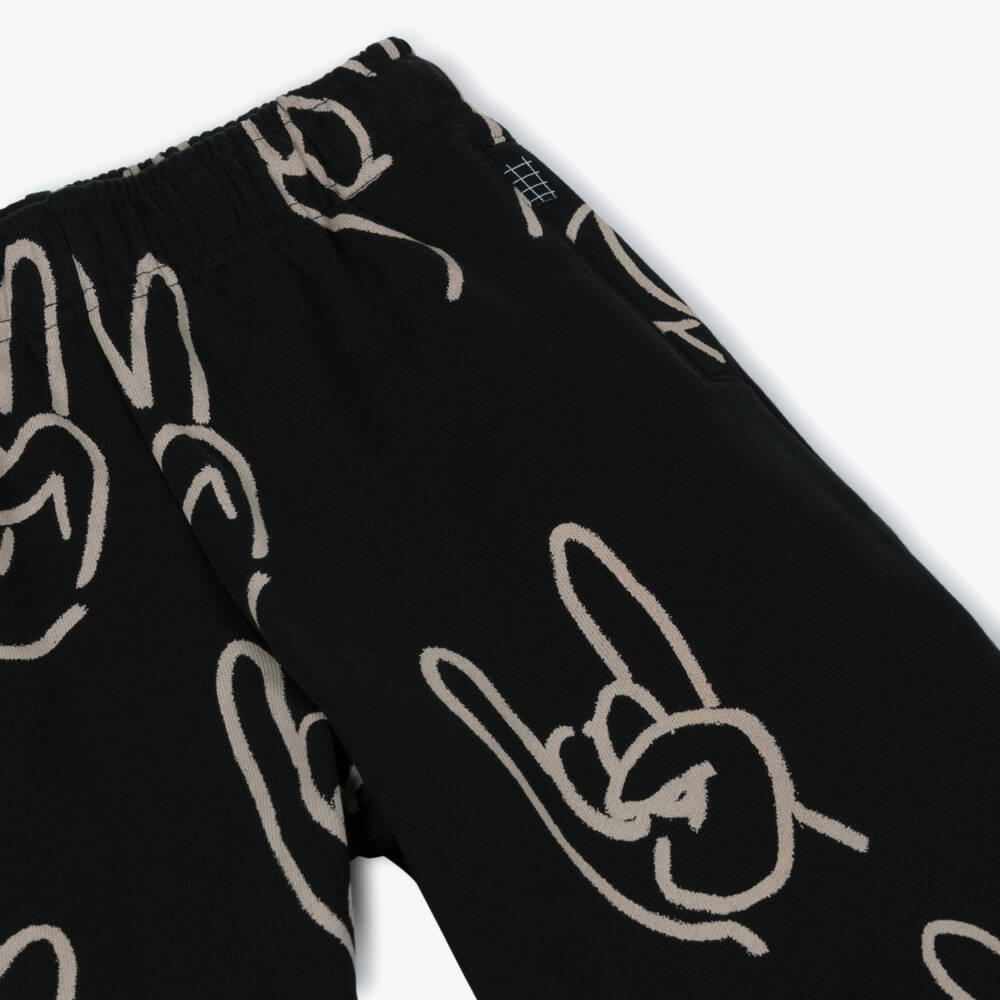 Molo-Black Organic Cotton Positive Hands Joggers | Childrensalon