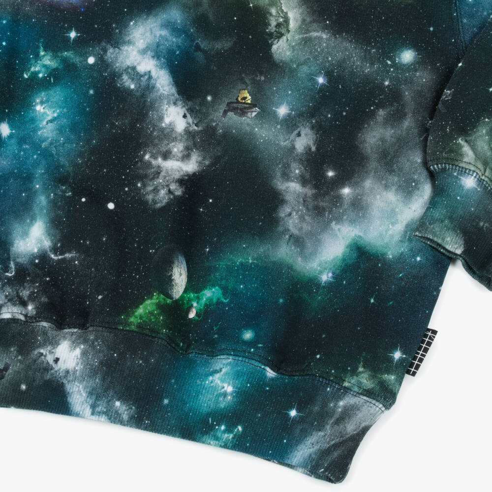 Molo-Свитшот черный с космическим принтом из органического хлопка | Childrensalon
