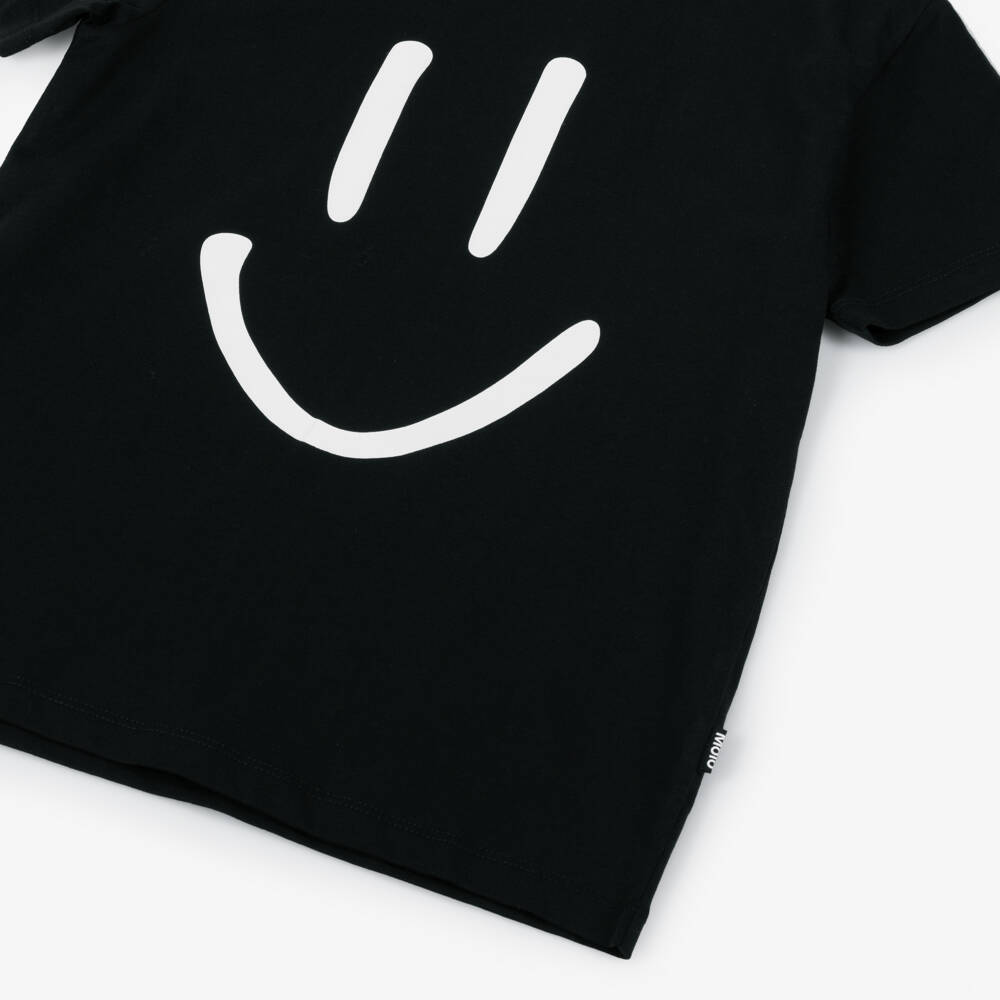 Molo-Футболка черная из органического хлопка со смайлом | Childrensalon