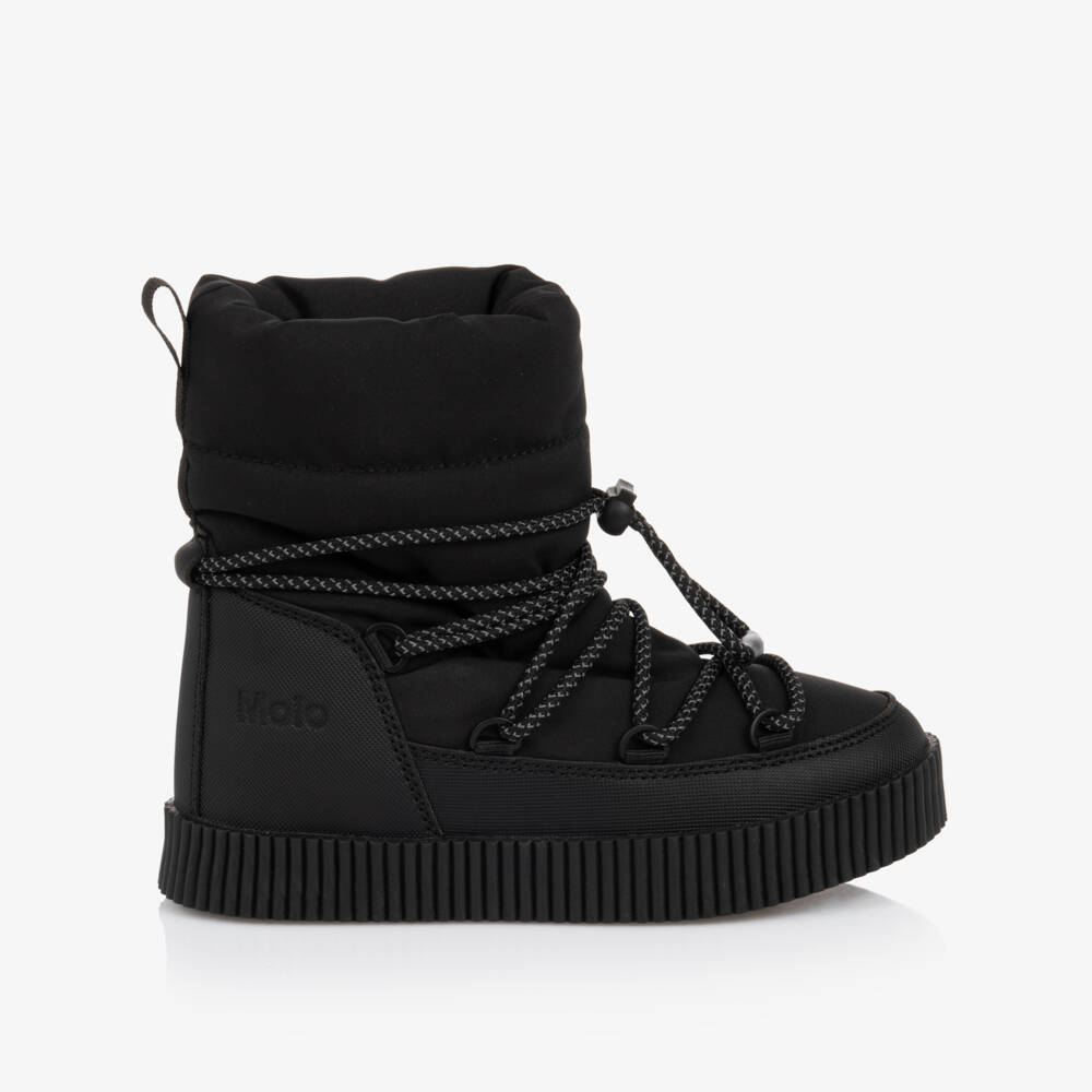 Molo-Black Snow Boots with Lace Toggle Fastening | Childrensalon