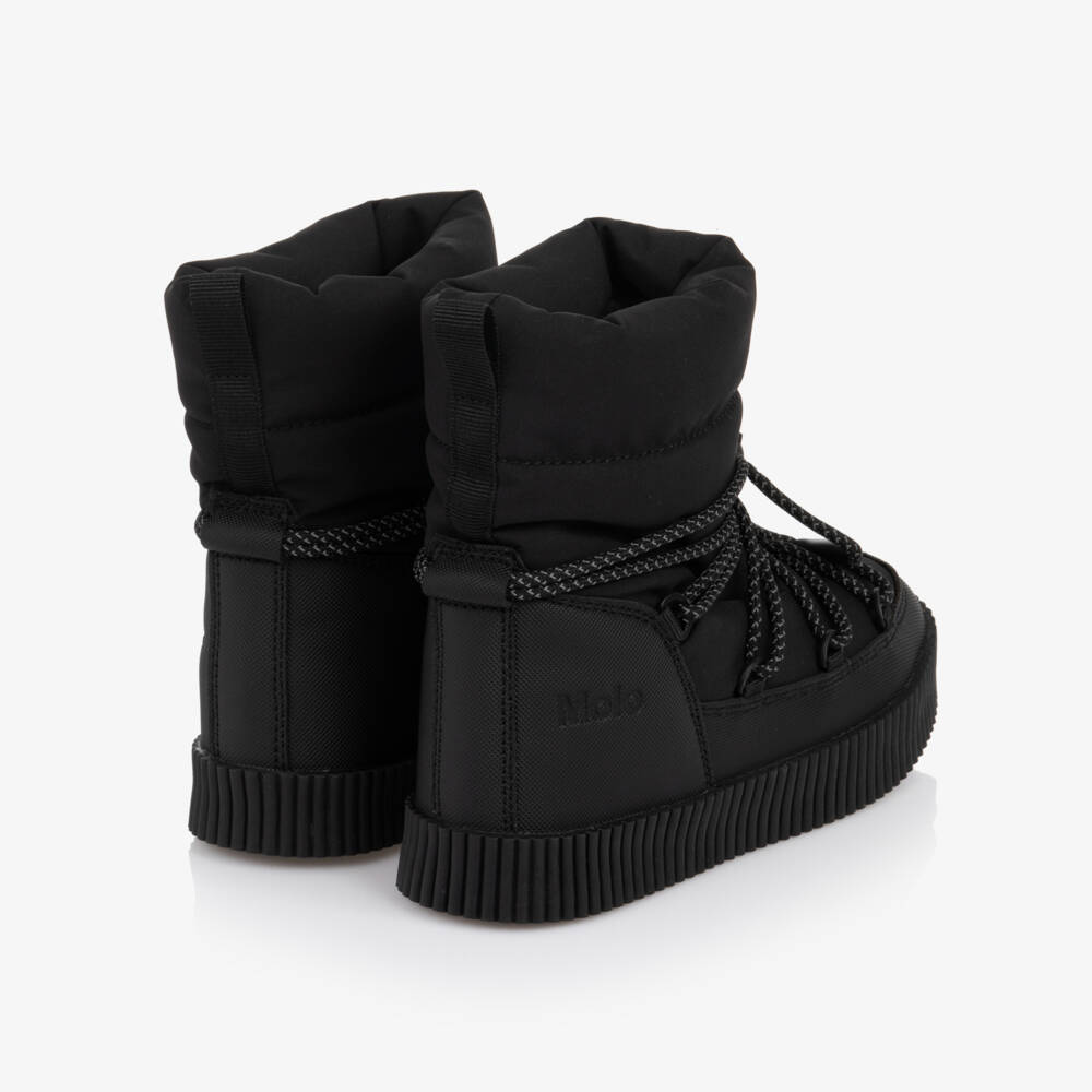 Molo-Black Snow Boots with Lace Toggle Fastening | Childrensalon