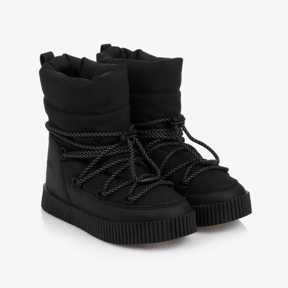 Molo-Black Snow Boots with Lace Toggle Fastening | Childrensalon