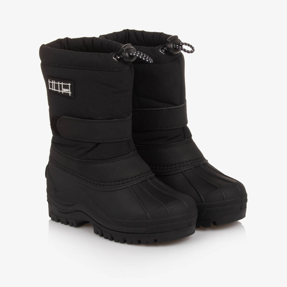 Molo-Black Velcro & Drawstring Snow Boots | Childrensalon