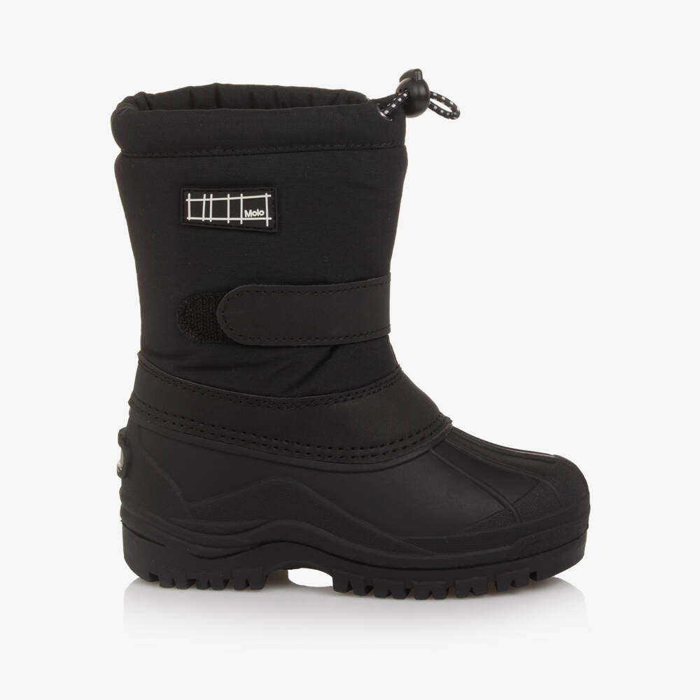 Molo-Black Velcro & Drawstring Snow Boots | Childrensalon