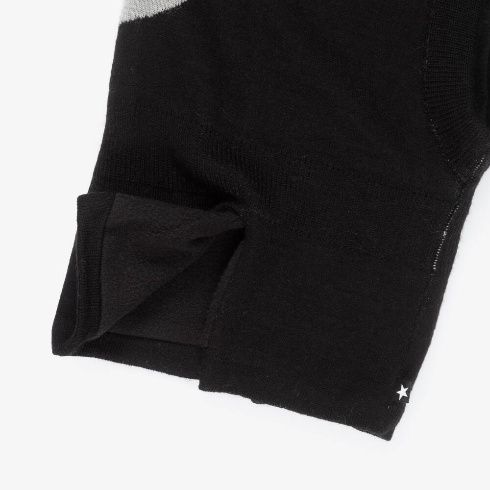 Molo-Black Wool Knit Smiling Faces Balaclava | Childrensalon