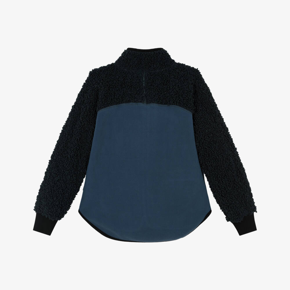 Molo-Blue Contrast Fleece Zip-Up Top | Childrensalon