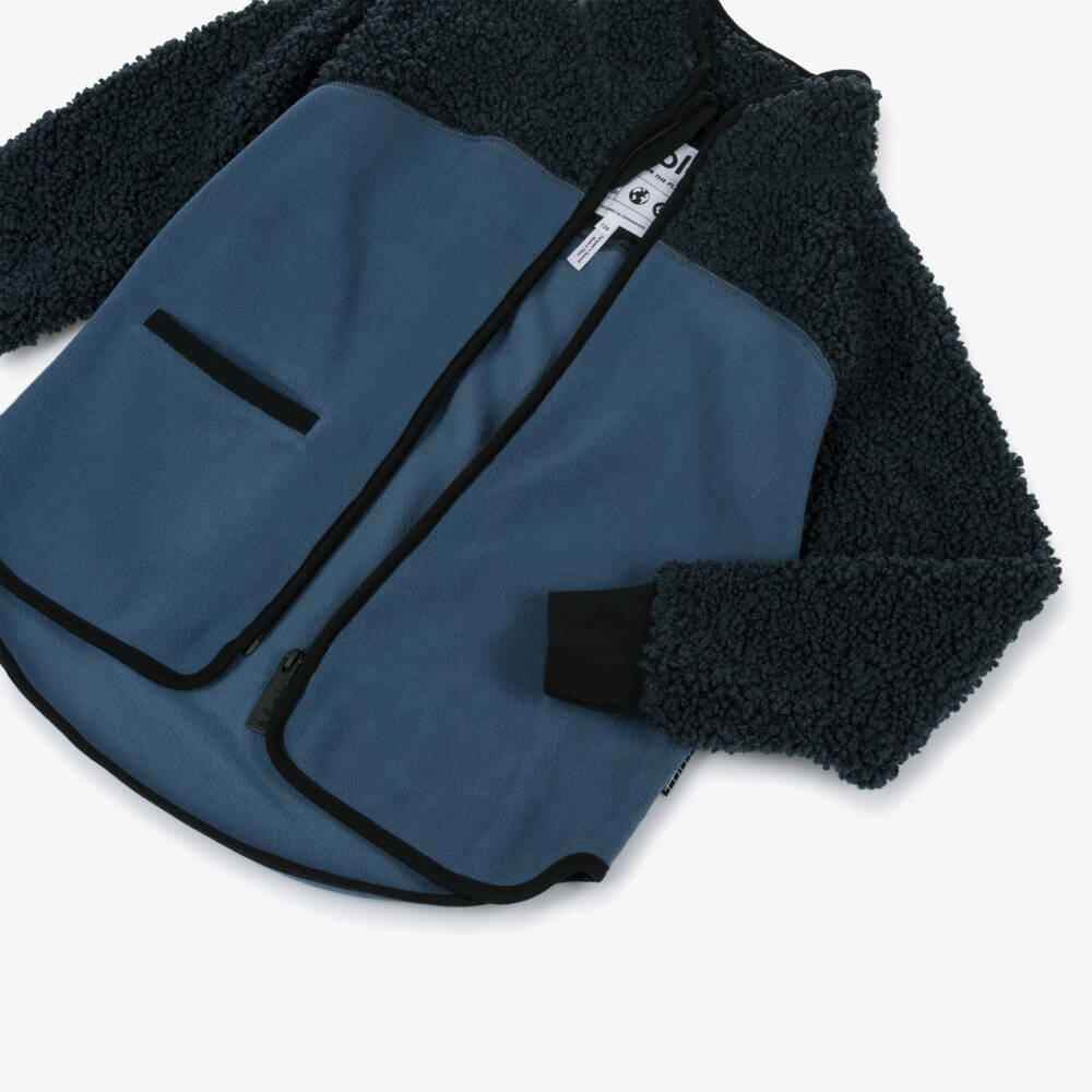Molo-Blue Contrast Fleece Zip-Up Top | Childrensalon