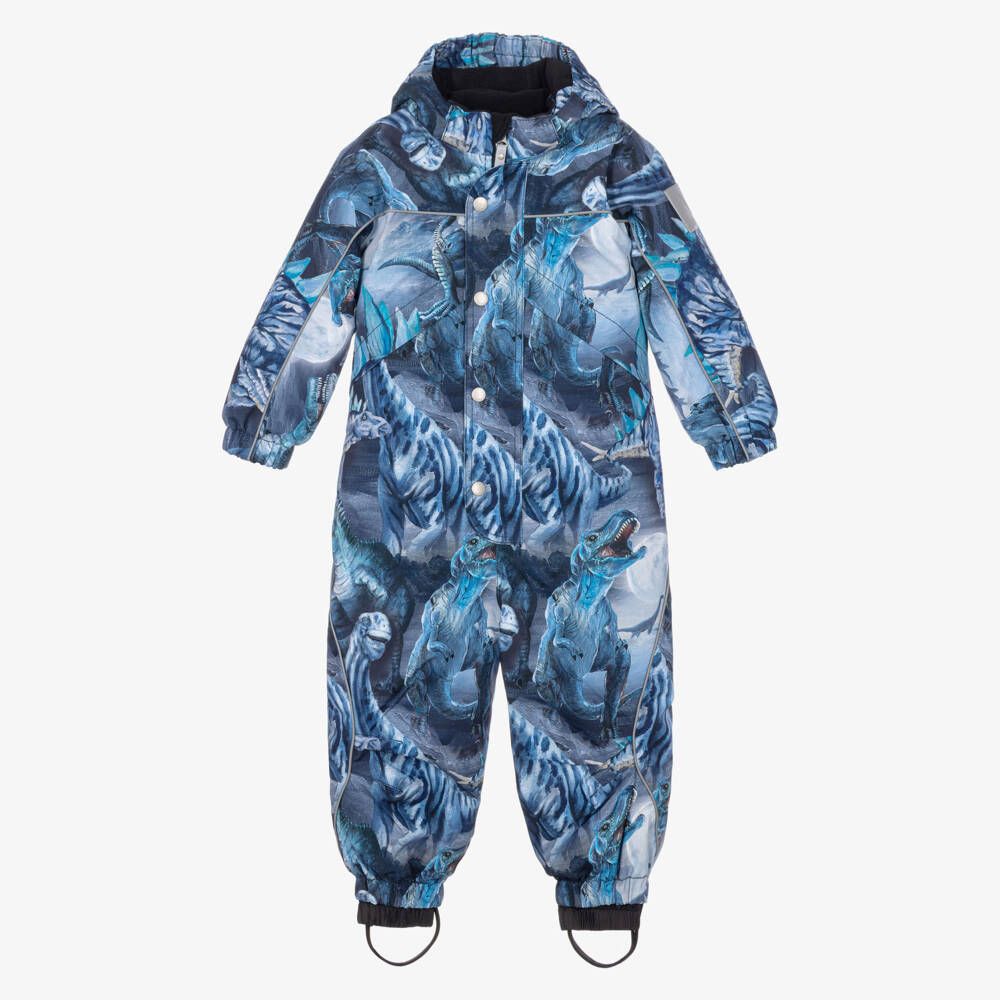 Molo-Blue Dino Print Snowsuit for Little Boys | Childrensalon