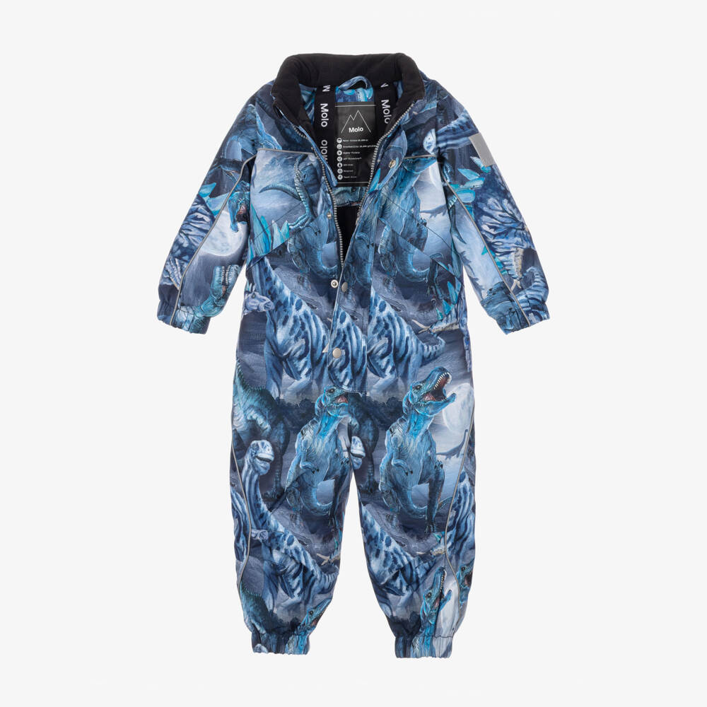 Molo-Blue Dino Print Snowsuit for Little Boys | Childrensalon