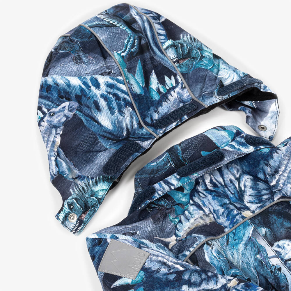 Molo-Blue Dino Print Snowsuit for Little Boys | Childrensalon