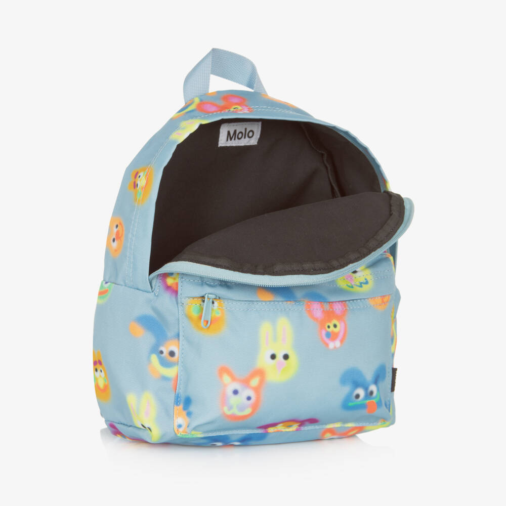 Molo-Blue Fuzzy Monster Canvas Backpack (29cm) | Childrensalon