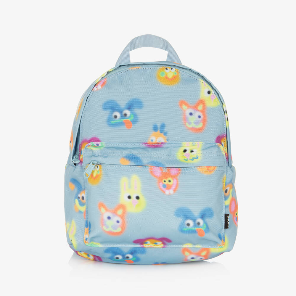 Molo-Blue Fuzzy Monster Canvas Backpack (29cm) | Childrensalon