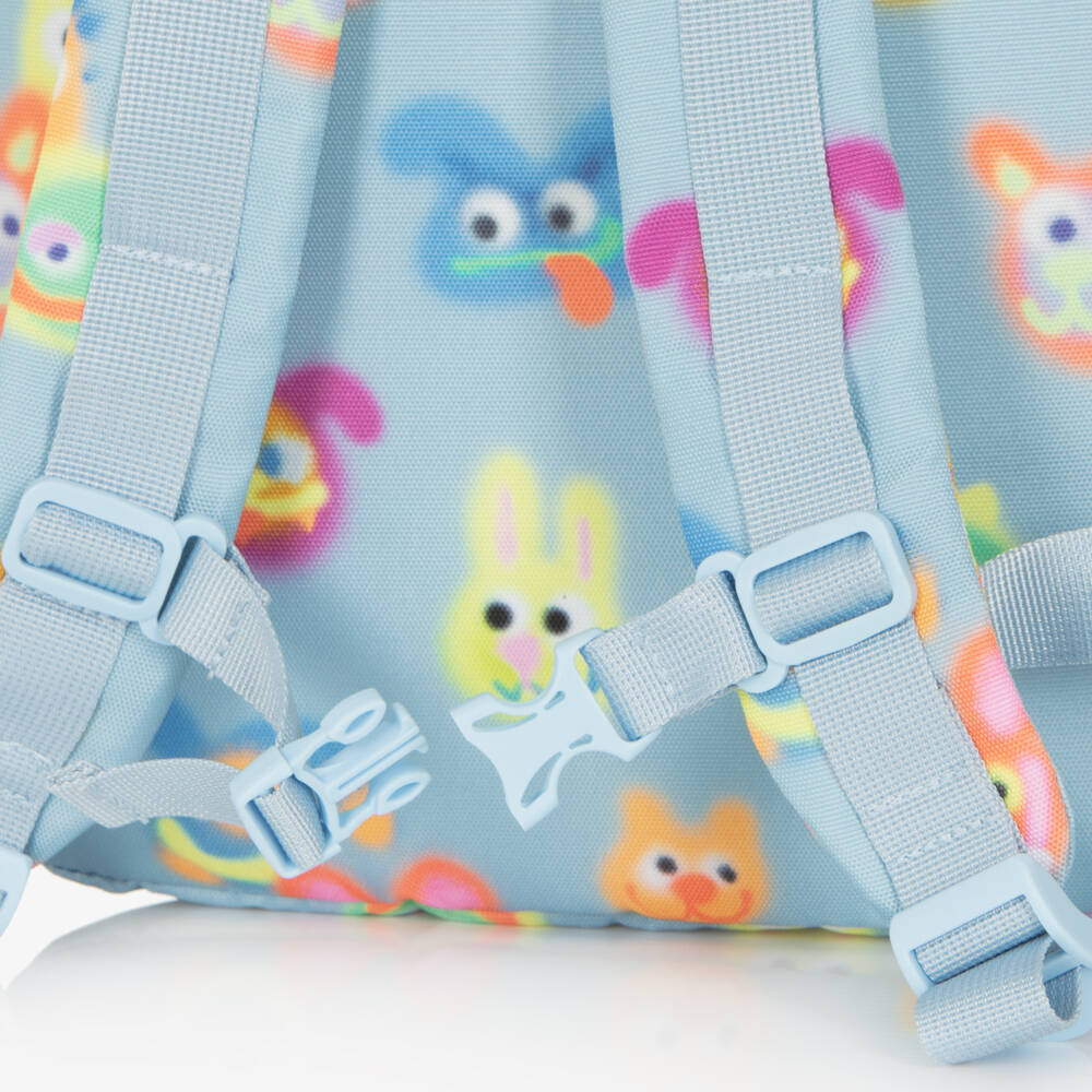 Molo-Blue Fuzzy Monster Canvas Backpack (29cm) | Childrensalon