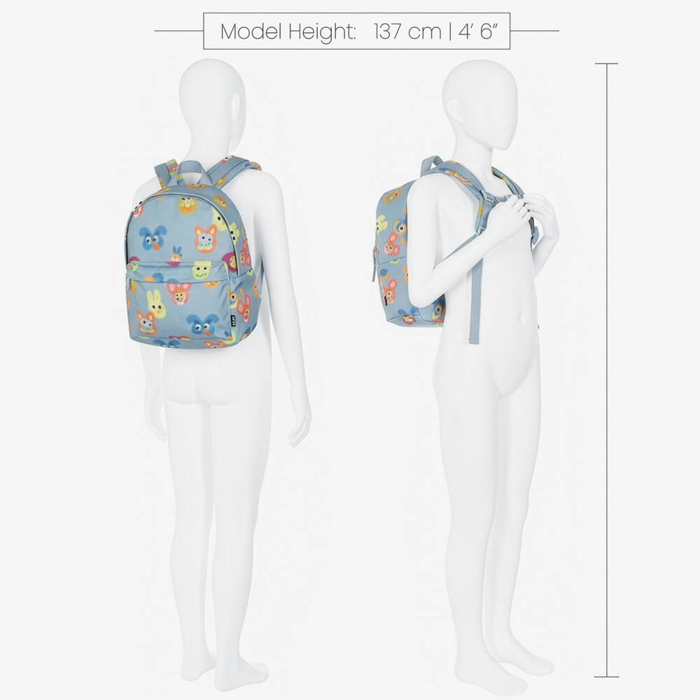 Molo-Blue Fuzzy Monster Canvas Backpack (29cm) | Childrensalon
