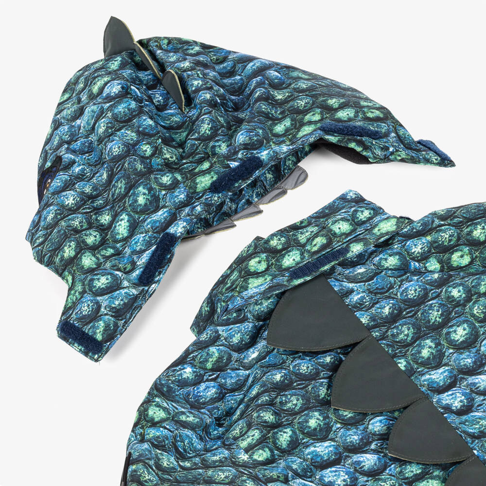 Molo-Blue & Green Dinosaur Print Technical Snowsuit | Childrensalon
