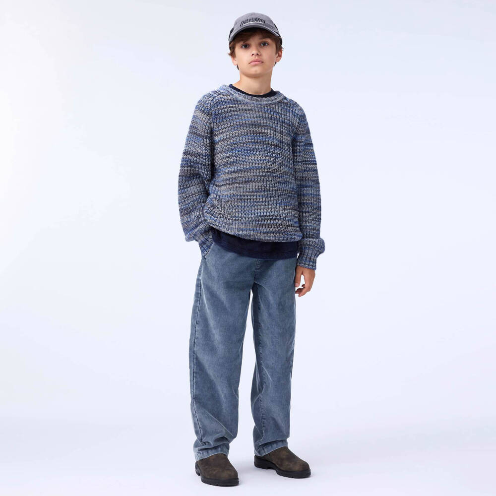 Molo-Blue & Grey Marl Knitted Sweater | Childrensalon