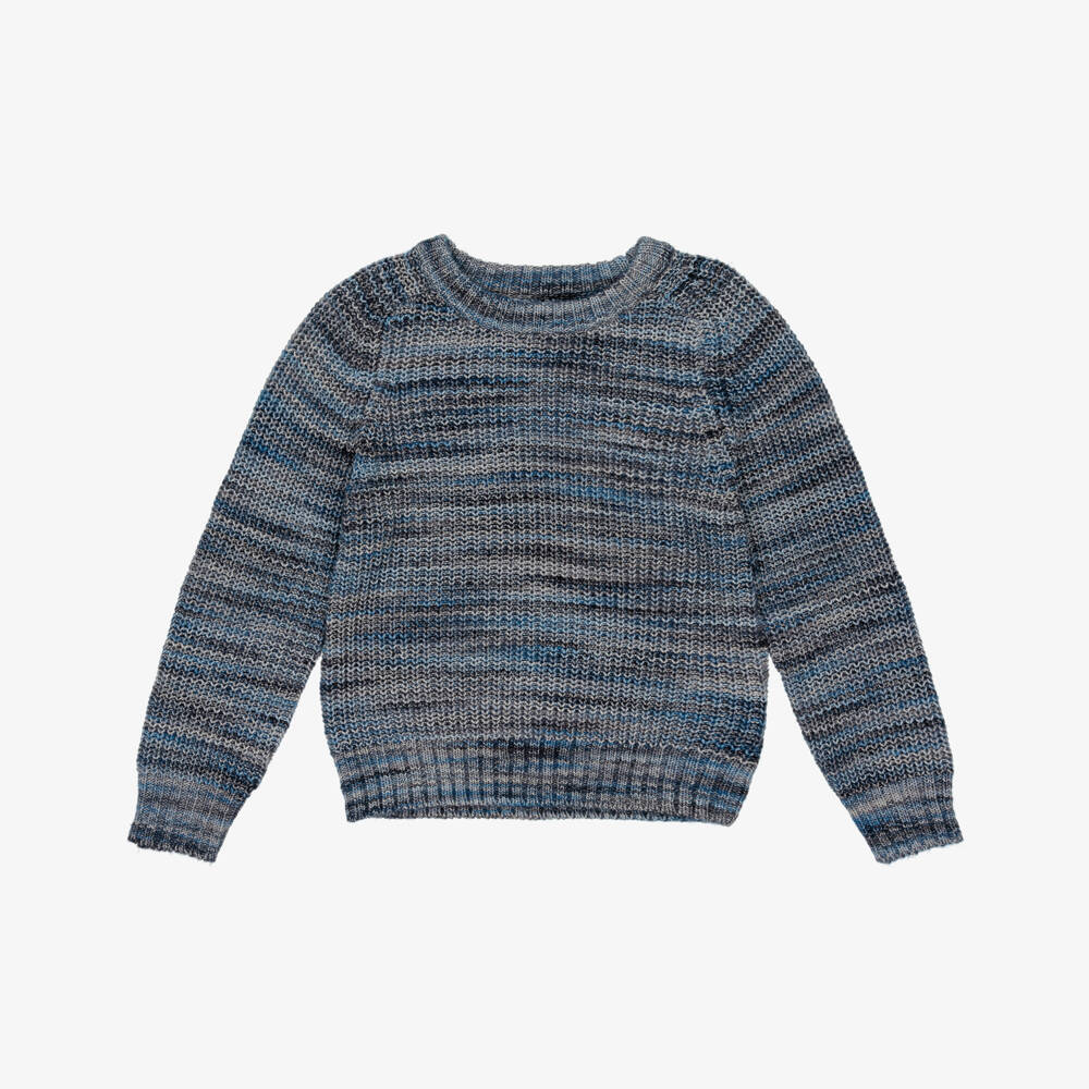Molo-Blue & Grey Marl Knitted Sweater | Childrensalon