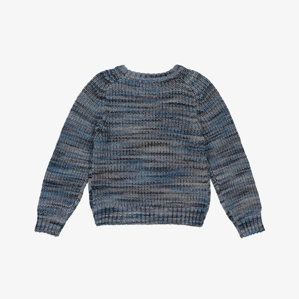 Molo-Blue & Grey Marl Knitted Sweater | Childrensalon