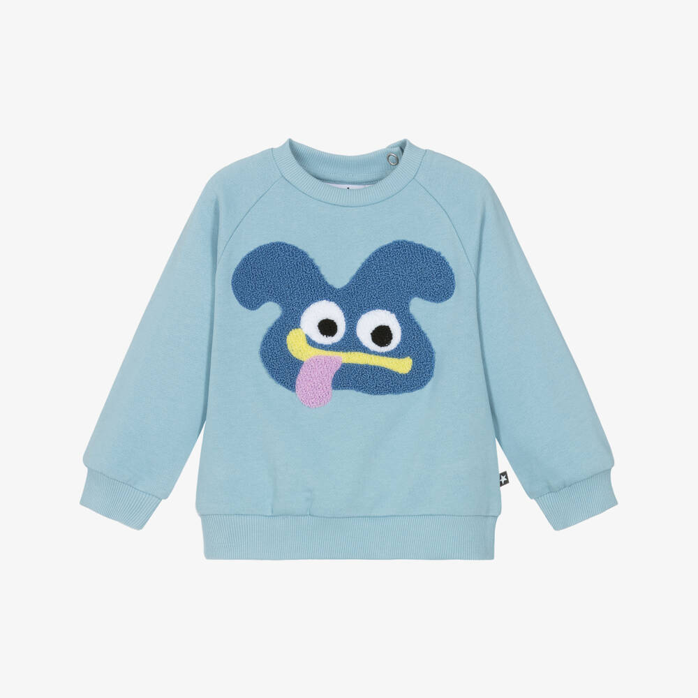 Molo-Свитшот голубой из органического хлопка с пушистым монстром для малышей | Childrensalon
