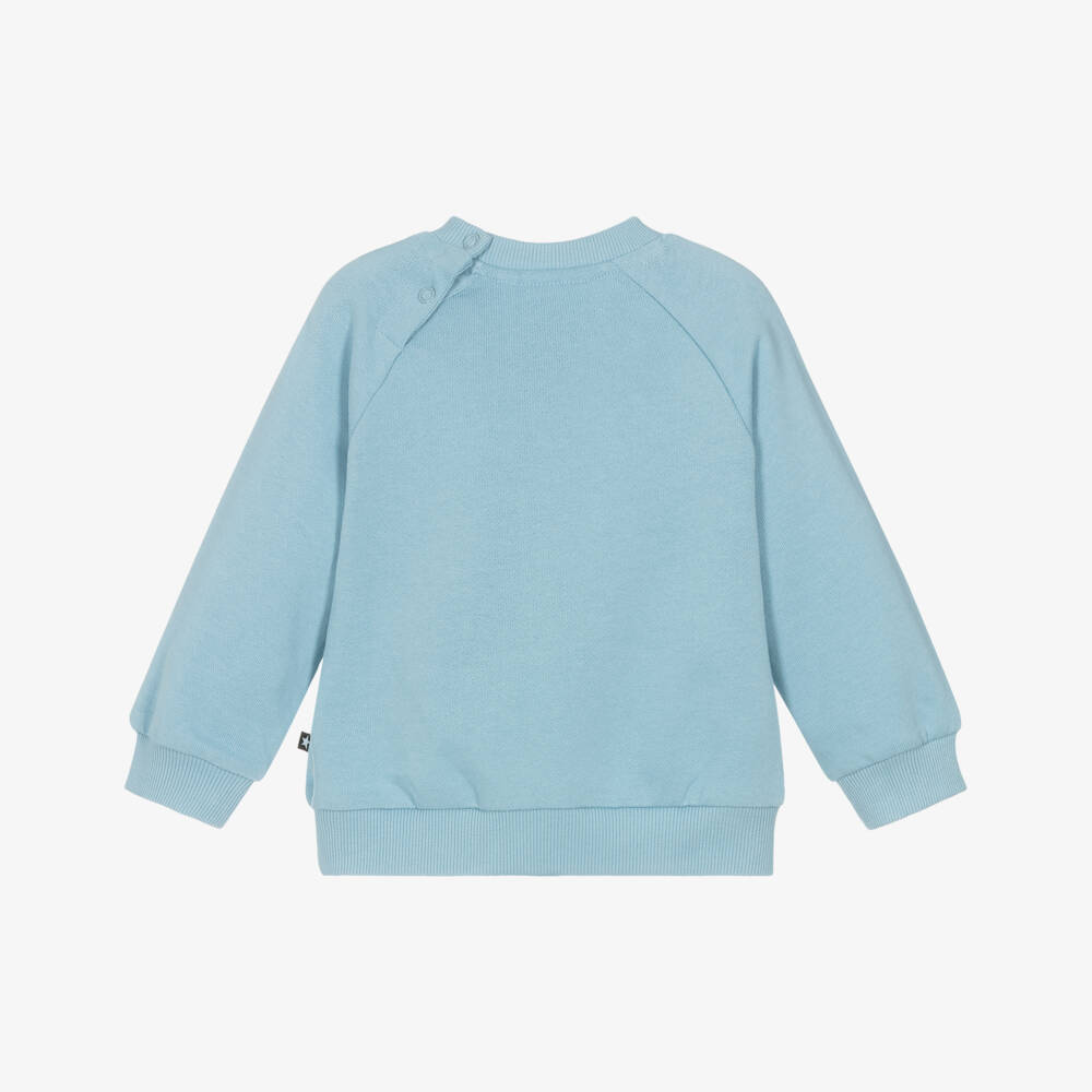 Molo-Свитшот голубой из органического хлопка с пушистым монстром для малышей | Childrensalon