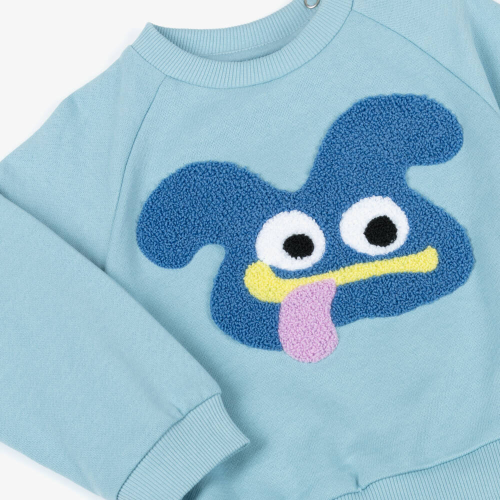 Molo-Свитшот голубой из органического хлопка с пушистым монстром для малышей | Childrensalon