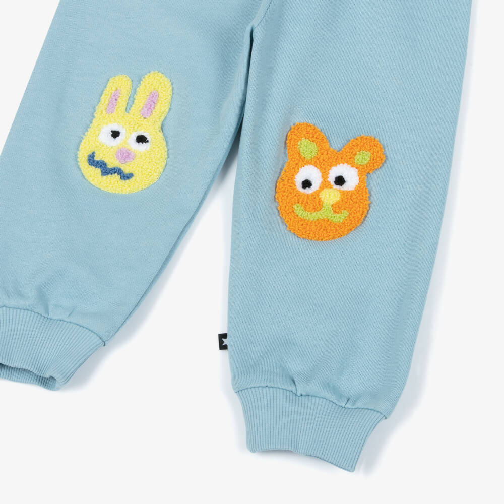 Molo-Джоггеры голубые из органического хлопка с монстрами | Childrensalon