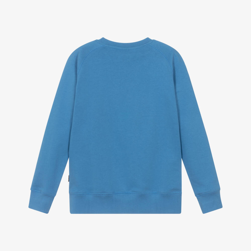 Molo-Blue Organic Cotton Sweatshirt with Bouclé Smile | Childrensalon