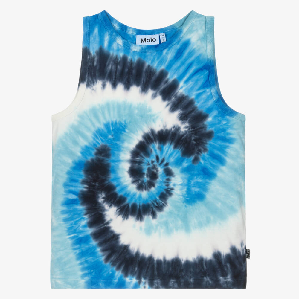 Molo-Blue Tie-Dye Cotton Vest Top | Childrensalon