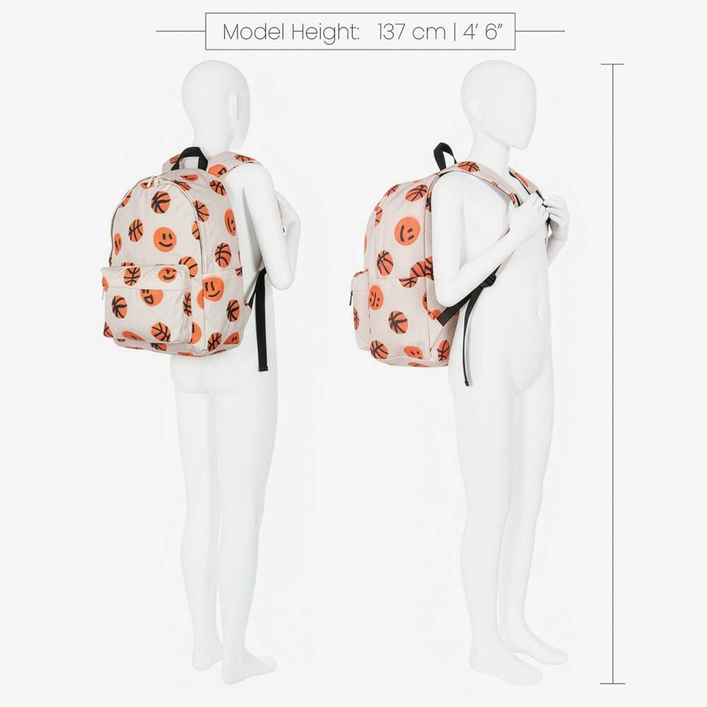 Molo-Boys Beige Basketball Canvas Backpack (42cm) | Childrensalon