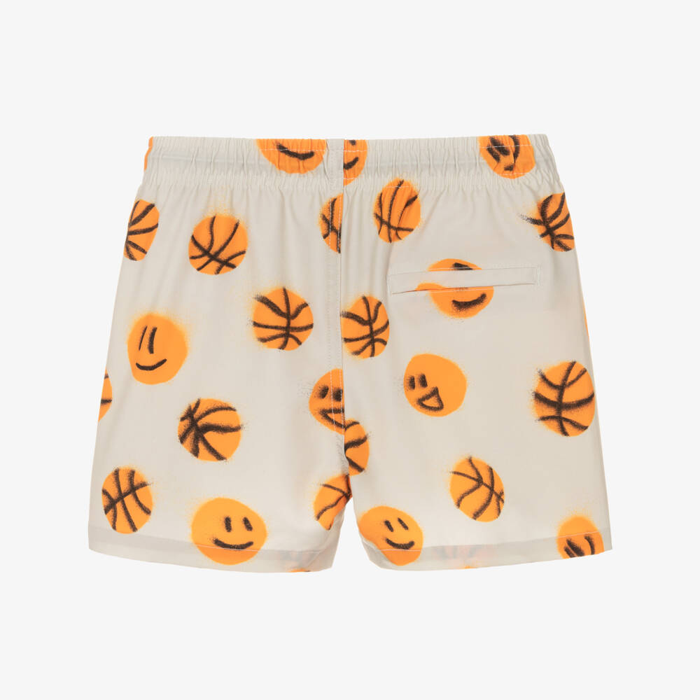 Molo-Boys Beige Basketball Swim Shorts (UPF50+) | Childrensalon