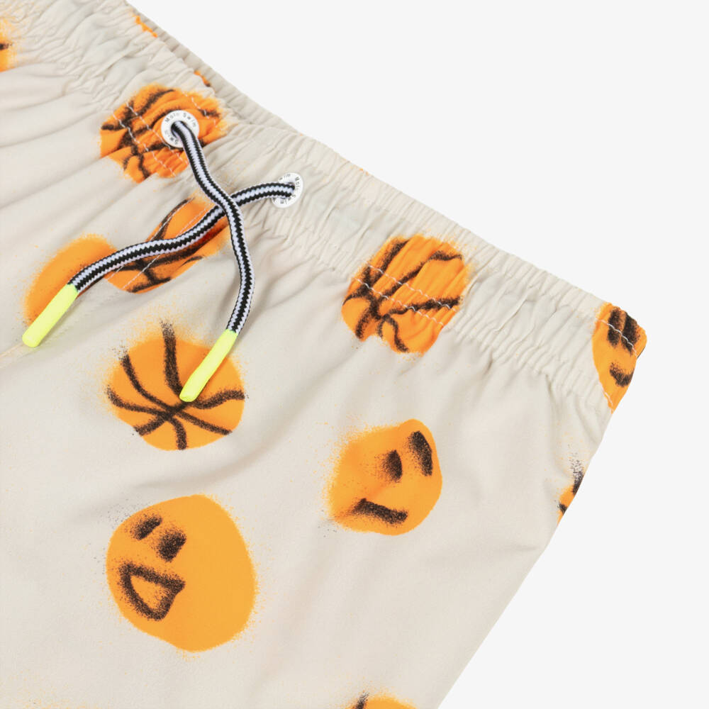 Molo-Boys Beige Basketball Swim Shorts (UPF50+) | Childrensalon