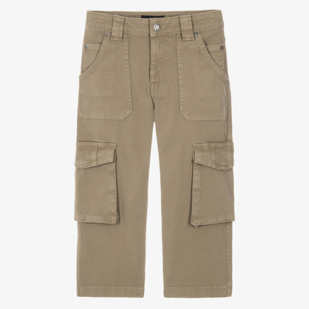 Molo-Boys Beige Cargo Trousers in Cotton Twill | Childrensalon