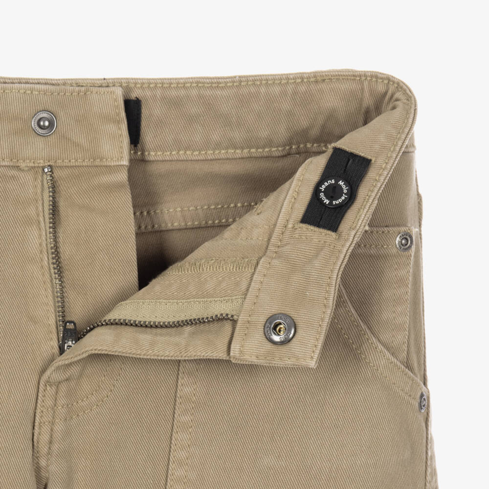 Molo-Boys Beige Cargo Trousers in Cotton Twill | Childrensalon