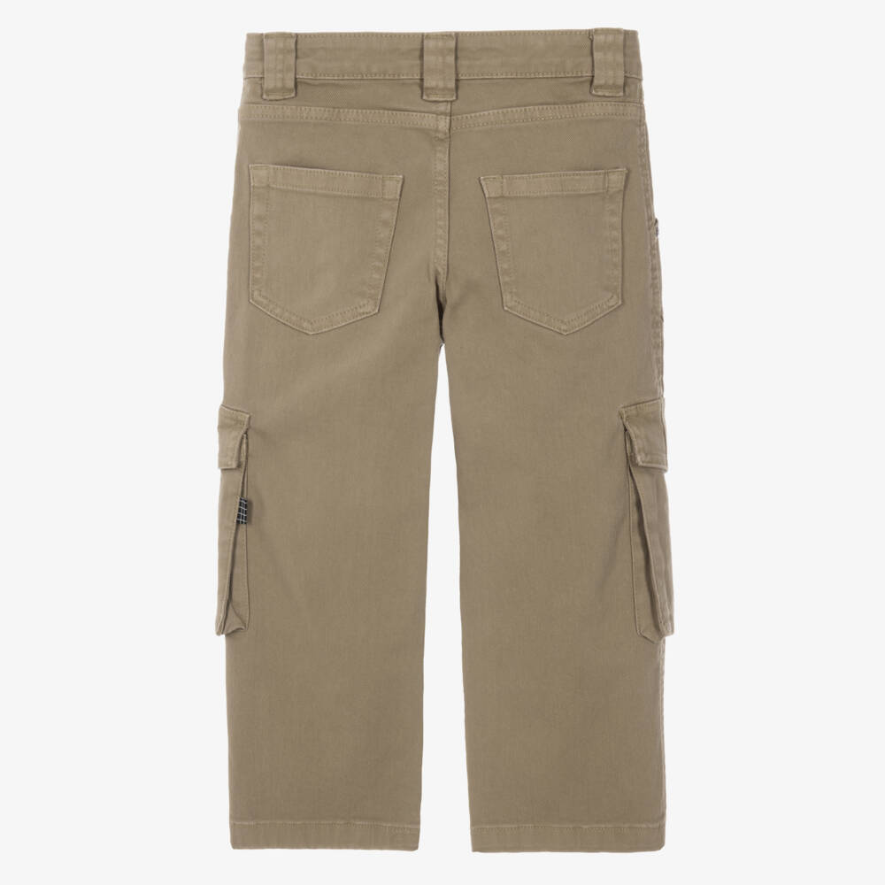 Molo-Boys Beige Cargo Trousers in Cotton Twill | Childrensalon