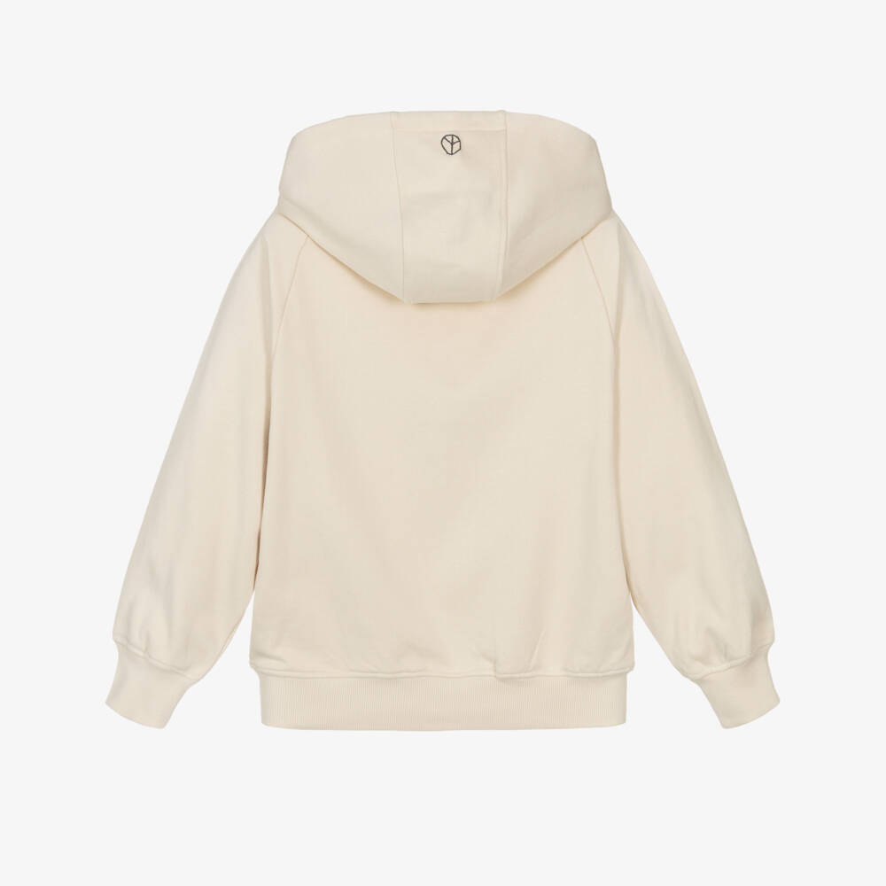 Molo-Boys Beige Cotton Hoodie with Graffiti Embroidery | Childrensalon
