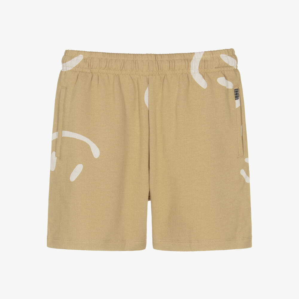 Molo-Boys Beige Cotton Smiling Face Shorts | Childrensalon
