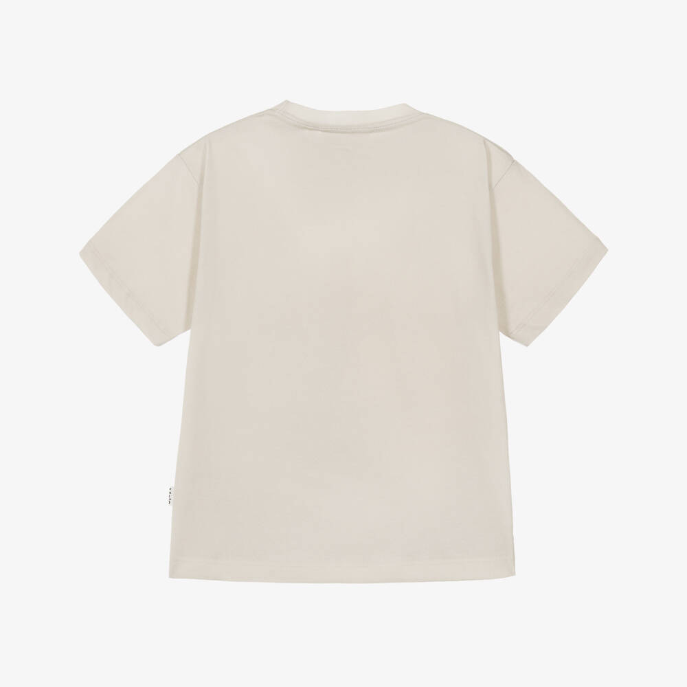 Molo-Boys Beige Cotton T-shirt with Trio Animal Graphic | Childrensalon