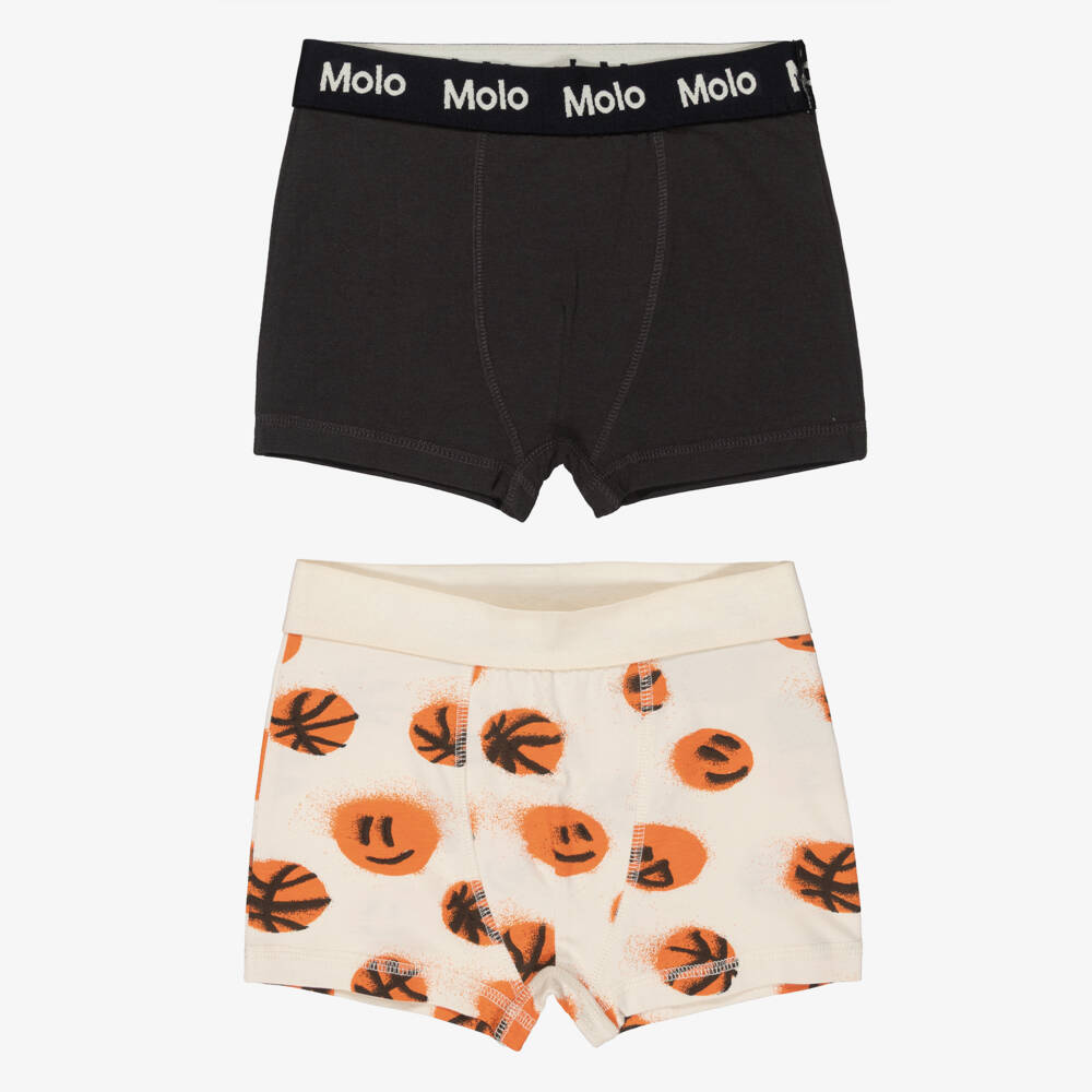 Molo-Boys Beige & Grey Cotton Basketball Boxers (2 Pack) | Childrensalon