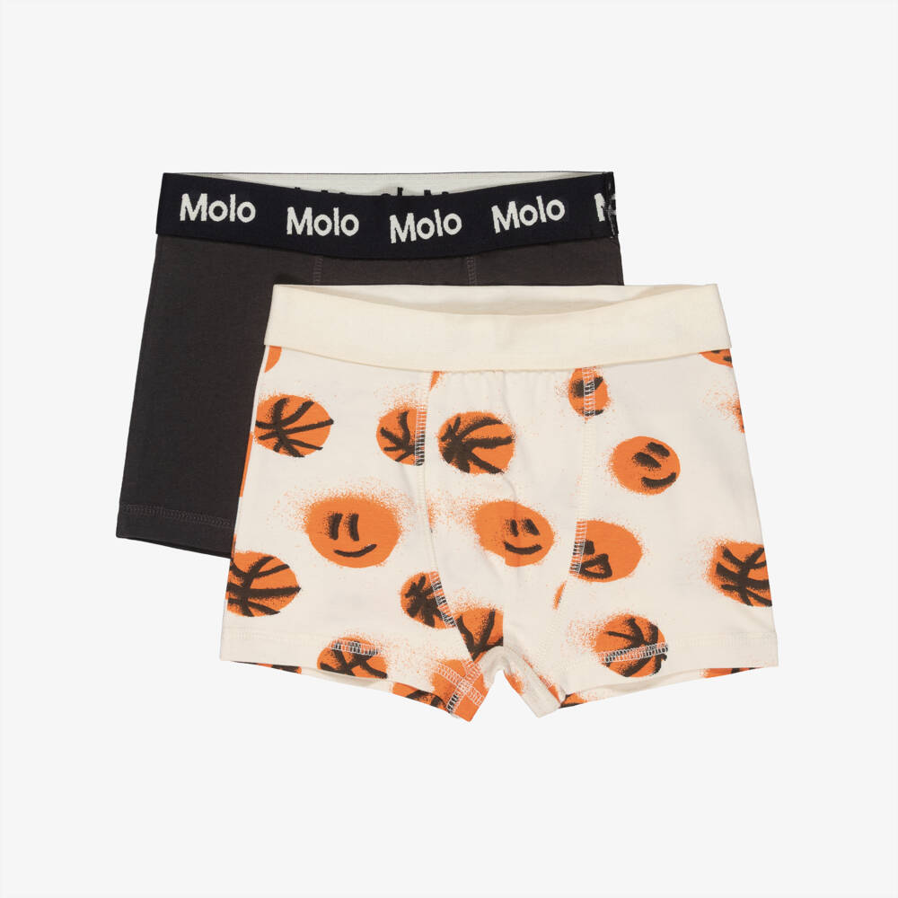 Molo-Boys Beige & Grey Cotton Basketball Boxers (2 Pack) | Childrensalon