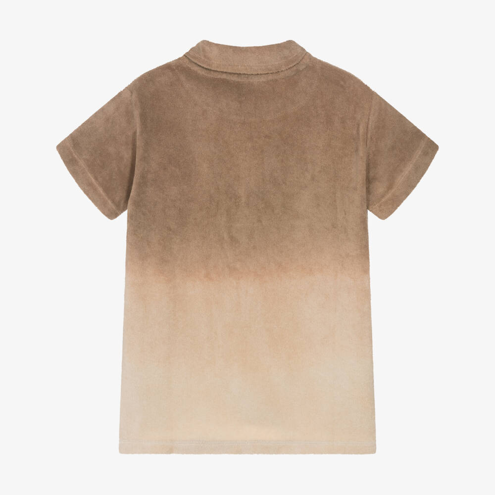 Molo-Boys Beige Ombré Cotton Towelling Polo Shirt | Childrensalon