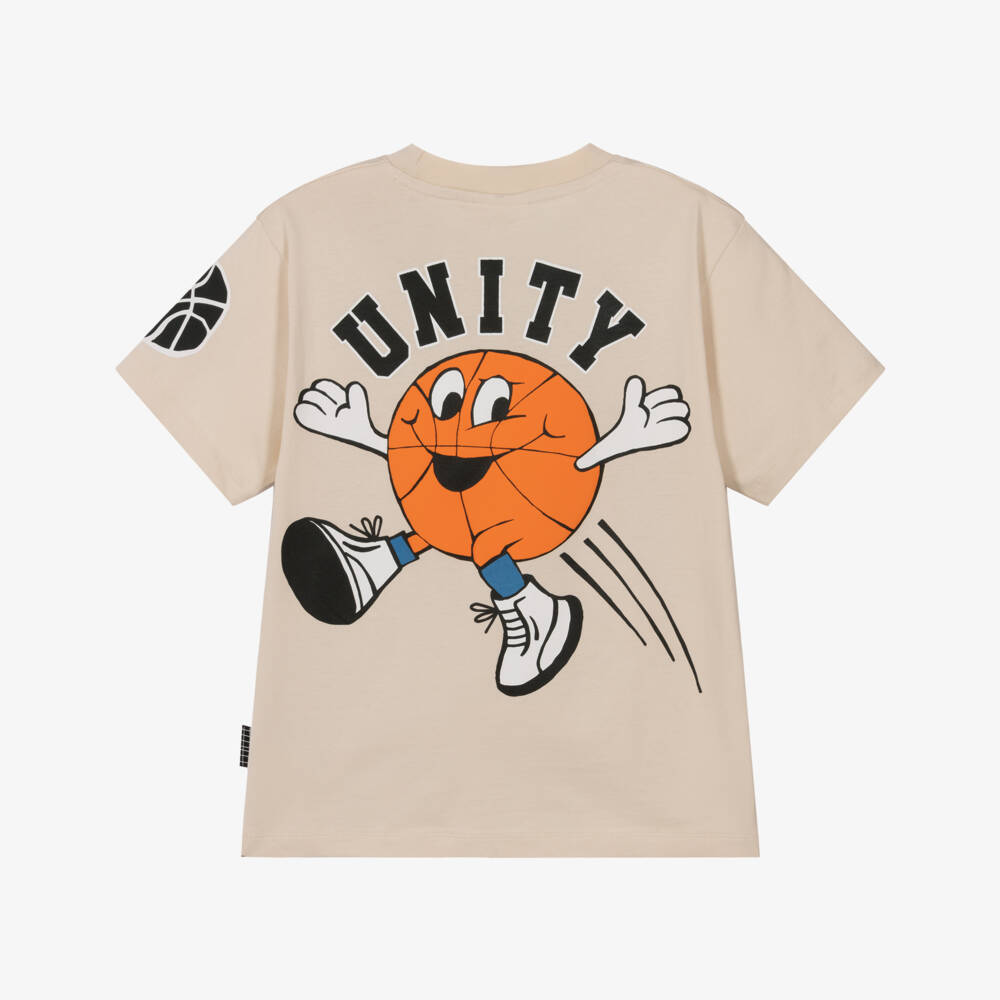 Molo-تيشيرت قطن عضوي لون بيج للأولاد | Childrensalon