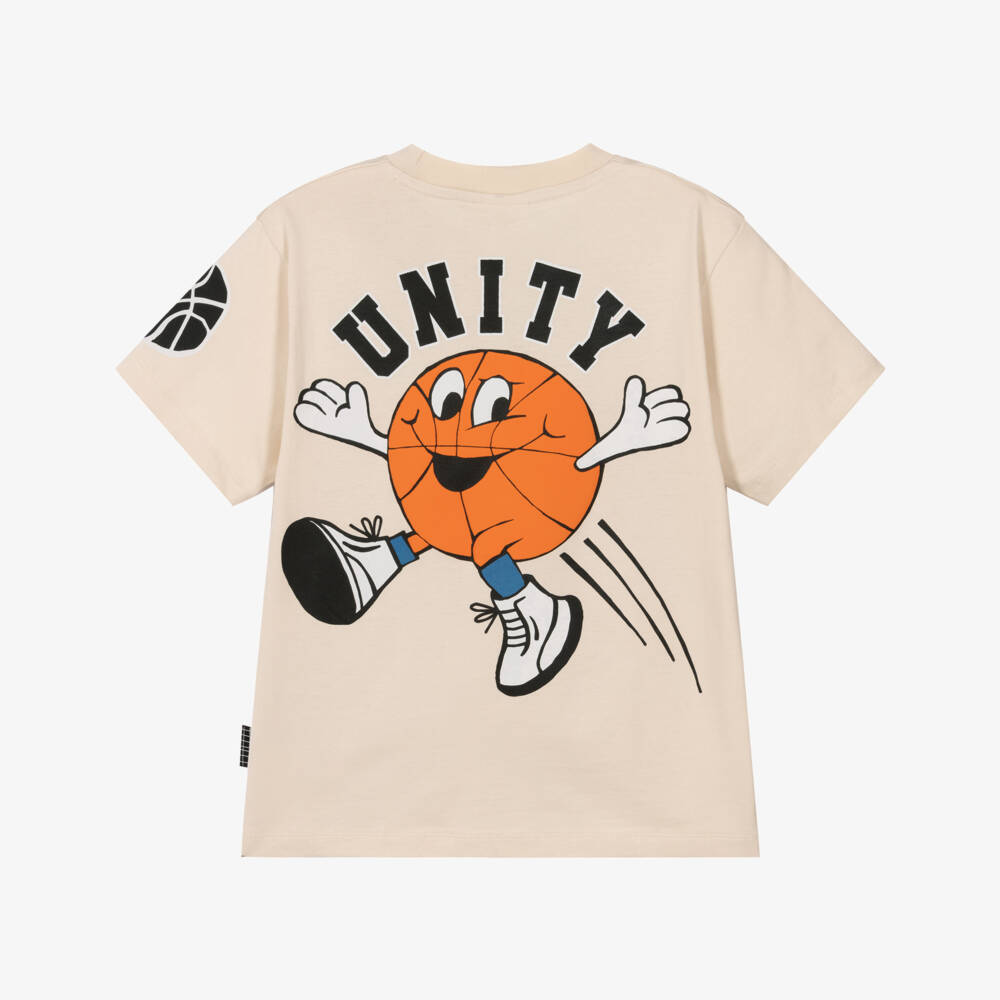 Molo-Футболка из органического хлопка бежевая Баскетбол для мальчиков | Childrensalon