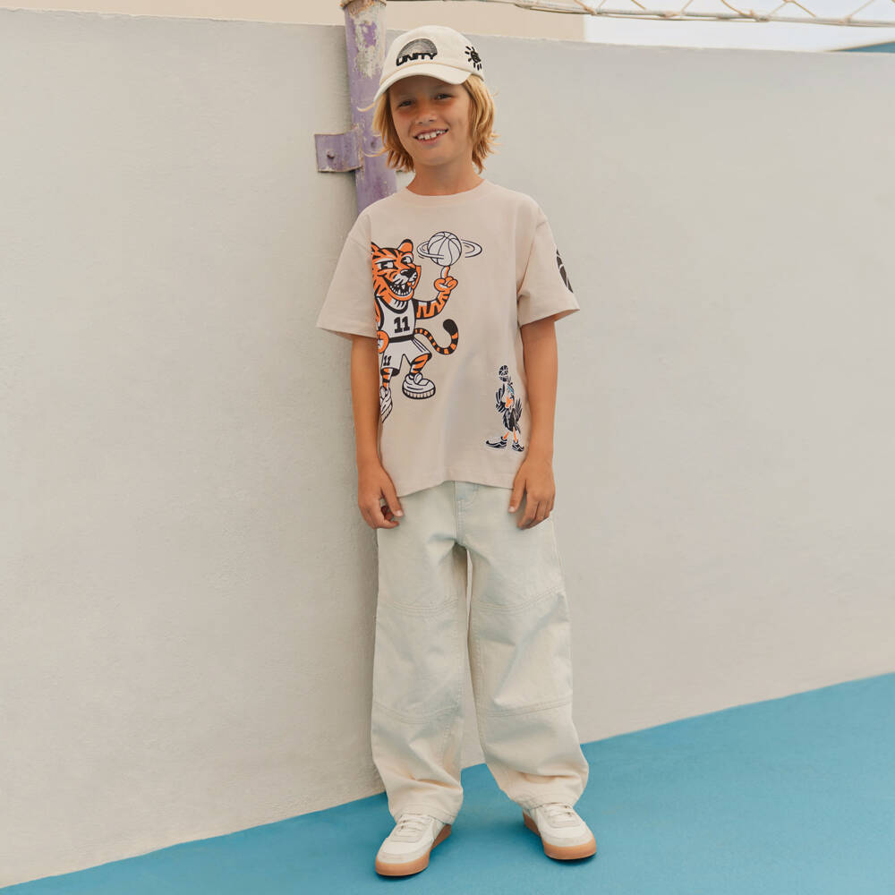 Molo-تيشيرت قطن عضوي لون بيج للأولاد | Childrensalon